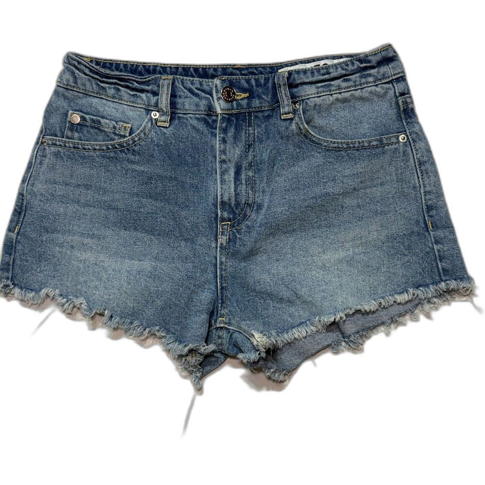 Armani Exchange Denim Shorts Womens 28 Blue Cutoff Frayed Hem High Rise Y2K